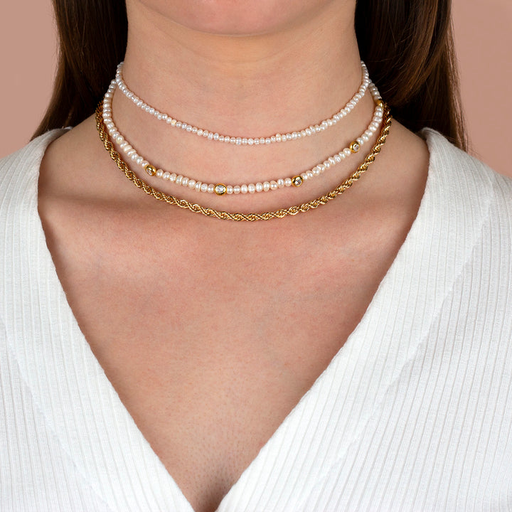 Adina's Jewels Freshwater Pearl Choker in Gold