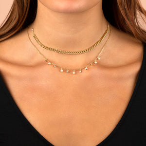  CZ Bezel x Pearl Dangling Necklace - Adina Eden's Jewels