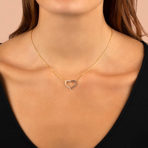  CZ Colored Two Tone Open Heart Necklace - Adina Eden's Jewels