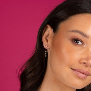  Diamond Double Teardrop Stud Earring 14K - Adina Eden's Jewels