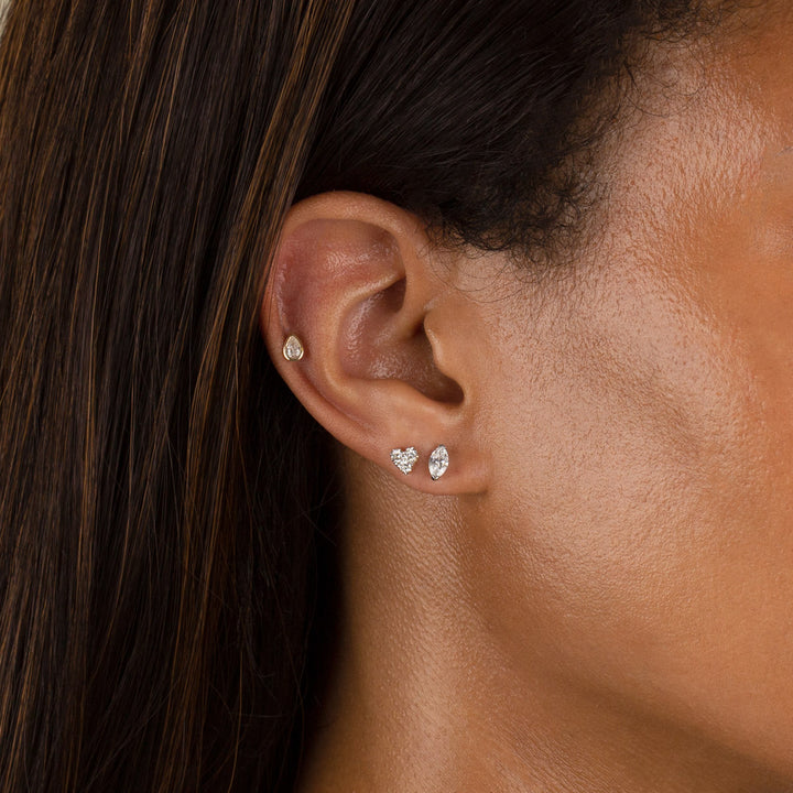  Large Heart Diamond Cluster Stud Earring 14K - Adina Eden's Jewels