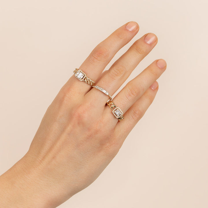  Diamond Illusion Baguette Braided Ring 18K - Adina Eden's Jewels
