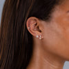 CZ Heart x Solitaire Threaded Stud Earring 14K - Adina Eden's Jewels