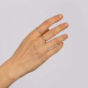  Diamond Script Name Ring 14K - Adina Eden's Jewels