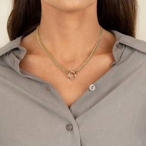  Double Cuban Toggle Necklace 14K - Adina Eden's Jewels