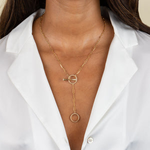  Diamond Toggle Link Lariat 14K - Adina Eden's Jewels