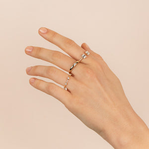  Diamond Illusion Baguette Adjustable Ring 14K - Adina Eden's Jewels