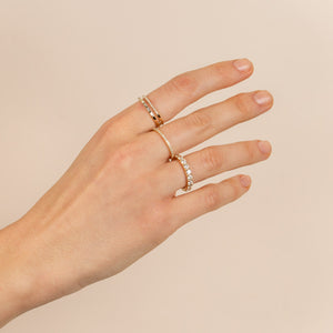 Diamond Baguette X Pavé Double Row Ring 14K - Adina Eden's Jewels