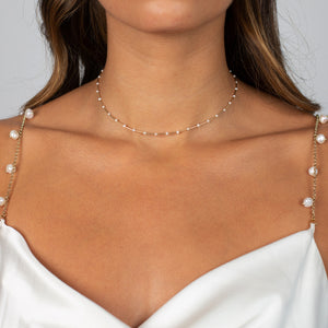  Petite Pearl X Wire Chain Necklace 14K - Adina Eden's Jewels