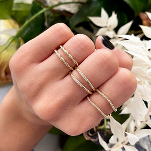  Diamond Curved Ring 14k - Adina Eden's Jewels