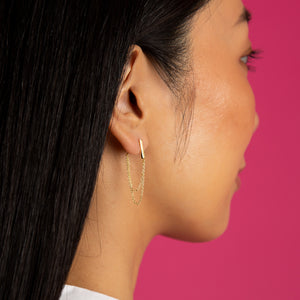  Solid Bar Front Back Multi Chain Stud Earring - Adina Eden's Jewels
