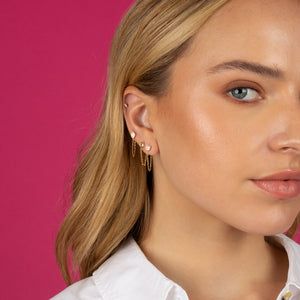  Square Bezel Front Back Stud Earring - Adina Eden's Jewels