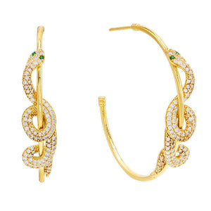 Gold Twisted Snake Hoop Earring - Adina Eden's Jewels