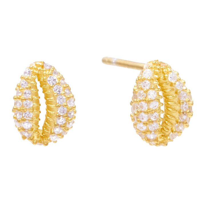  Pavé Shell Stud Earring - Adina Eden's Jewels