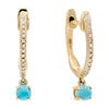 Turquoise Diamond Turquoise Huggie Earring 14K - Adina Eden's Jewels