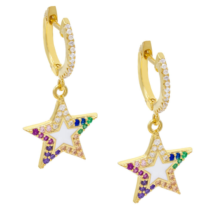 Multi-Color Enamel Star Huggie Earring - Adina Eden's Jewels