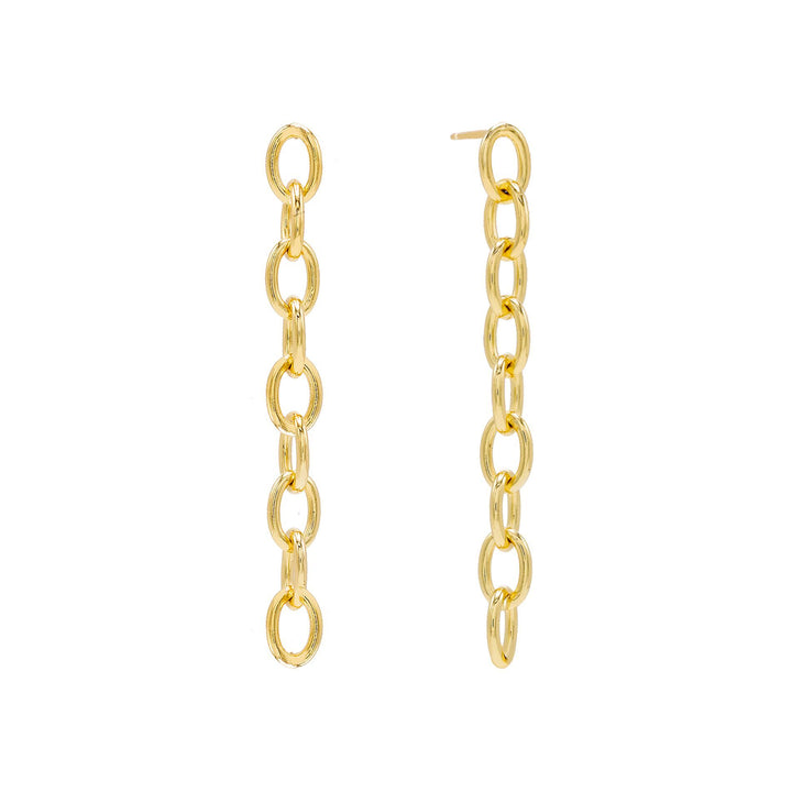 Gold Long Chain Drop Stud Earring - Adina Eden's Jewels