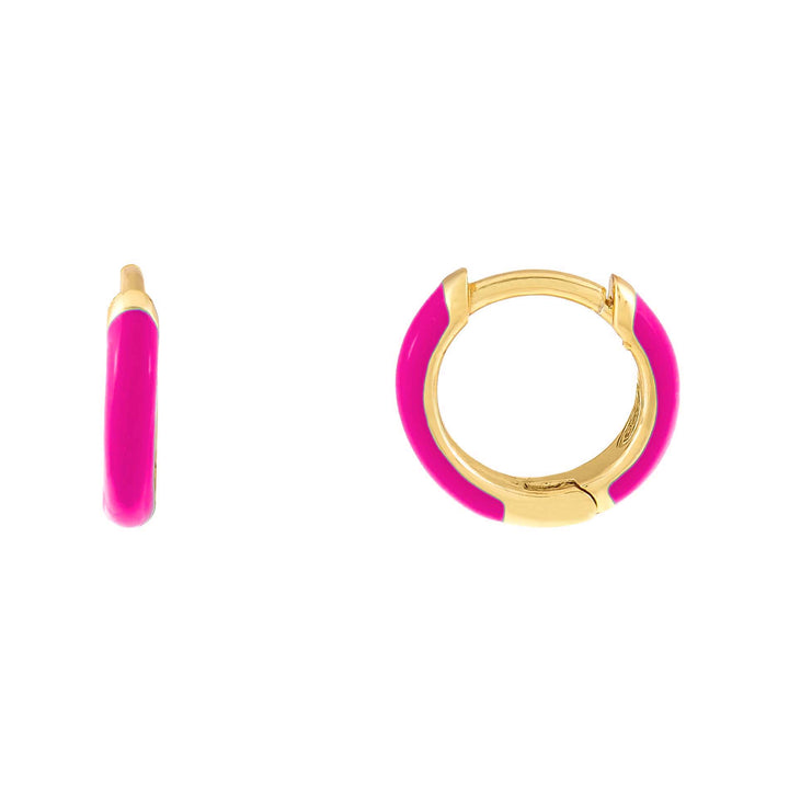 Neon Pink Enamel Huggie Earring - Adina Eden's Jewels