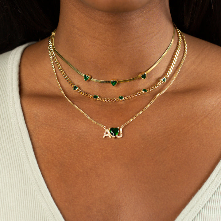  Heart x Herringbone Necklace - Adina Eden's Jewels
