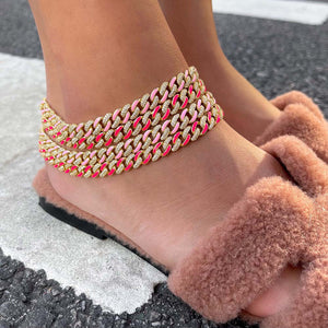  Pastel Enamel Chain Link Anklet - Adina Eden's Jewels