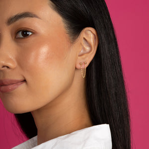  Mini Double Bead Chain Stud Earring - Adina Eden's Jewels