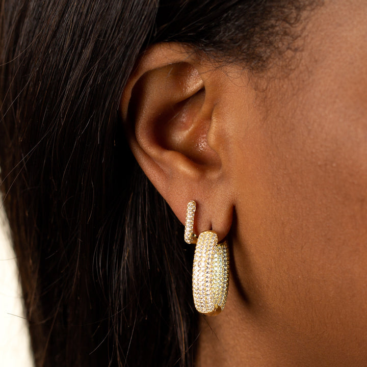  Pavé Square Huggie Earring - Adina Eden's Jewels
