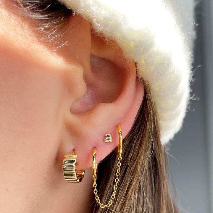  Solid Double Chain Huggie Earring - Adina Eden's Jewels