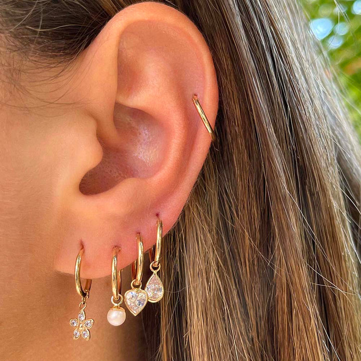  CZ Flower Huggie Earring 14K - Adina Eden's Jewels