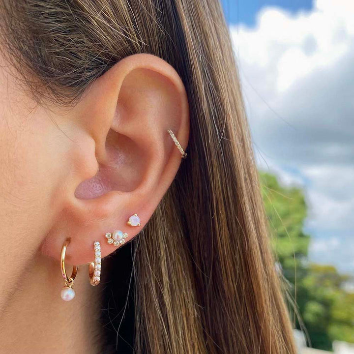  Diamond Round Huggie Earring 14K - Adina Eden's Jewels