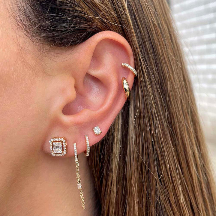  Diamond Baguette Illusion Stud Earring 14K - Adina Eden's Jewels
