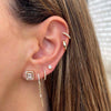  Diamond Baguette Double Chain Huggie Earring 14K - Adina Eden's Jewels