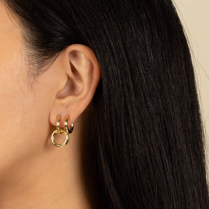  Interlocked Double Hoop Huggie Earring - Adina Eden's Jewels