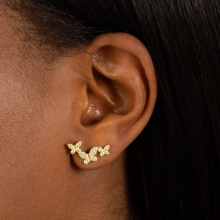  Pavé Triple Butterfly Stud Earring - Adina Eden's Jewels