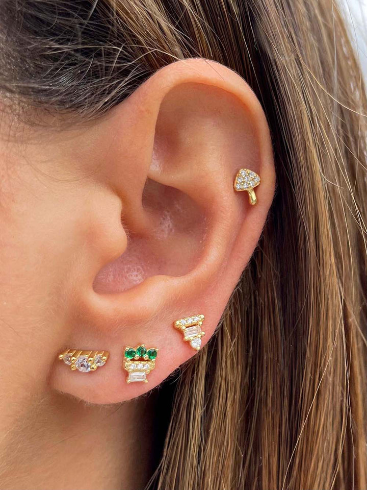  CZ Mushroom Stud Earring - Adina Eden's Jewels