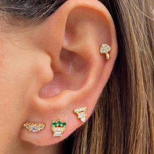  Triple CZ Stud Earring - Adina Eden's Jewels