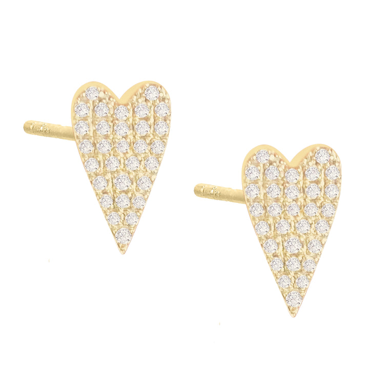 Diamond Long Heart Stud Earring 14K - Adina Eden's Jewels