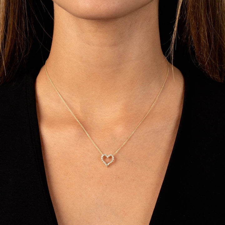  Classic Diamond Heart Necklace 14K - Adina Eden's Jewels