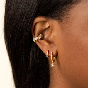  Pavé Dangling Solitaire Huggie Earring - Adina Eden's Jewels
