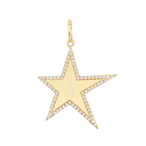  Diamond X Solid Star Charm 14K - Adina Eden's Jewels