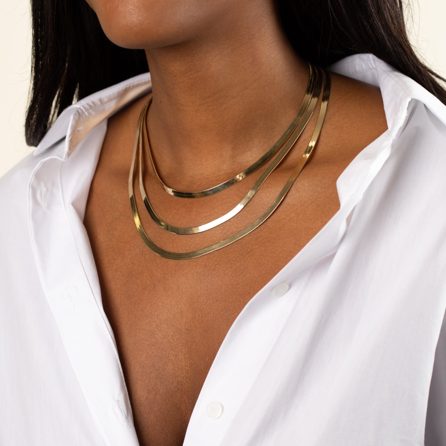 Herringbone Chain Necklace 14K Adina Eden Jewels