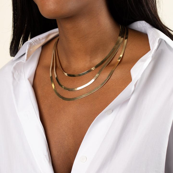  Herringbone Chain Necklace 14K - Adina Eden's Jewels