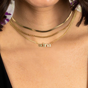  Solid/Pavé Lowercase Nameplate Necklace - Adina Eden's Jewels