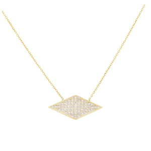 Gold Pavé Diamond Shape Necklace - Adina Eden's Jewels