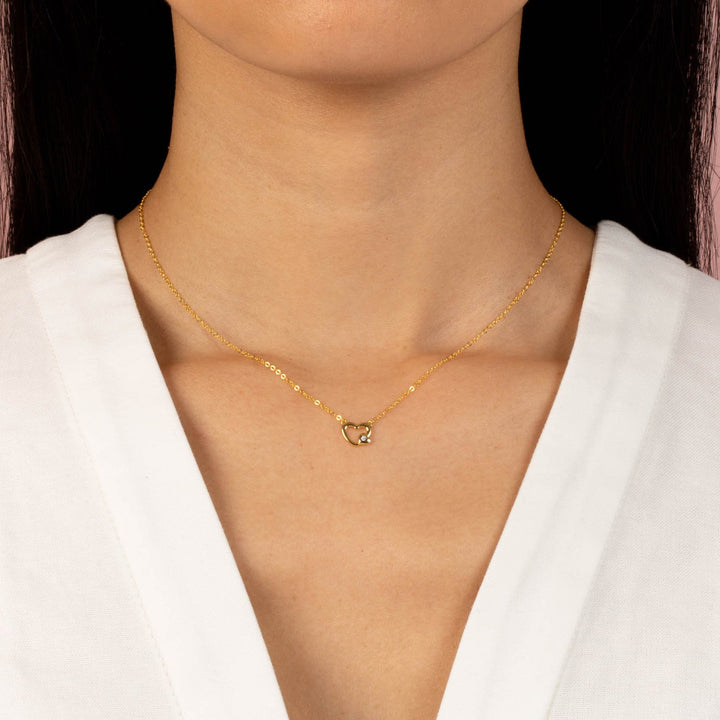  Tiny CZ Heart Accent Pendant Necklace - Adina Eden's Jewels