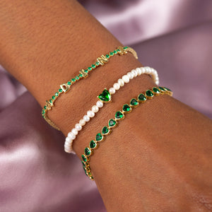  Summer Colored Bezel Heart Tennis Bracelet - Adina Eden's Jewels
