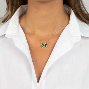  Pavé Gemstone Butterfly Necklace - Adina Eden's Jewels