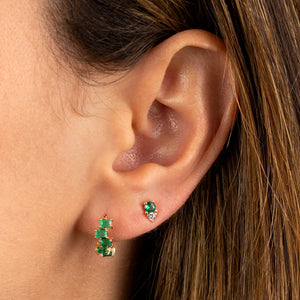 Emerald Scattered Baguette Huggie Earring 14K - Adina Eden's Jewels