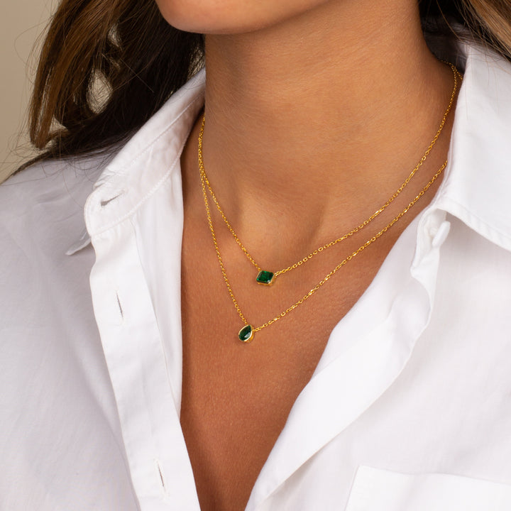  Colored Pear Bezel Solitaire Necklace - Adina Eden's Jewels