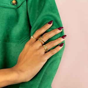  Emerald Triple Row Bamboo Ring - Adina Eden's Jewels