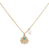 Turquoise Diamond Shell Necklace 14K - Adina Eden's Jewels